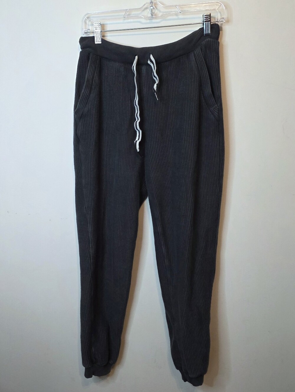 Aerie Corduroy Ribbed High Waisted Jogger Sweatpants Washed Gray Size Small